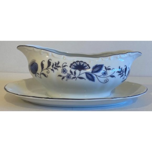 Dining Vintage Sone China Blue Danube Blue Onion Gravy Boat Made In